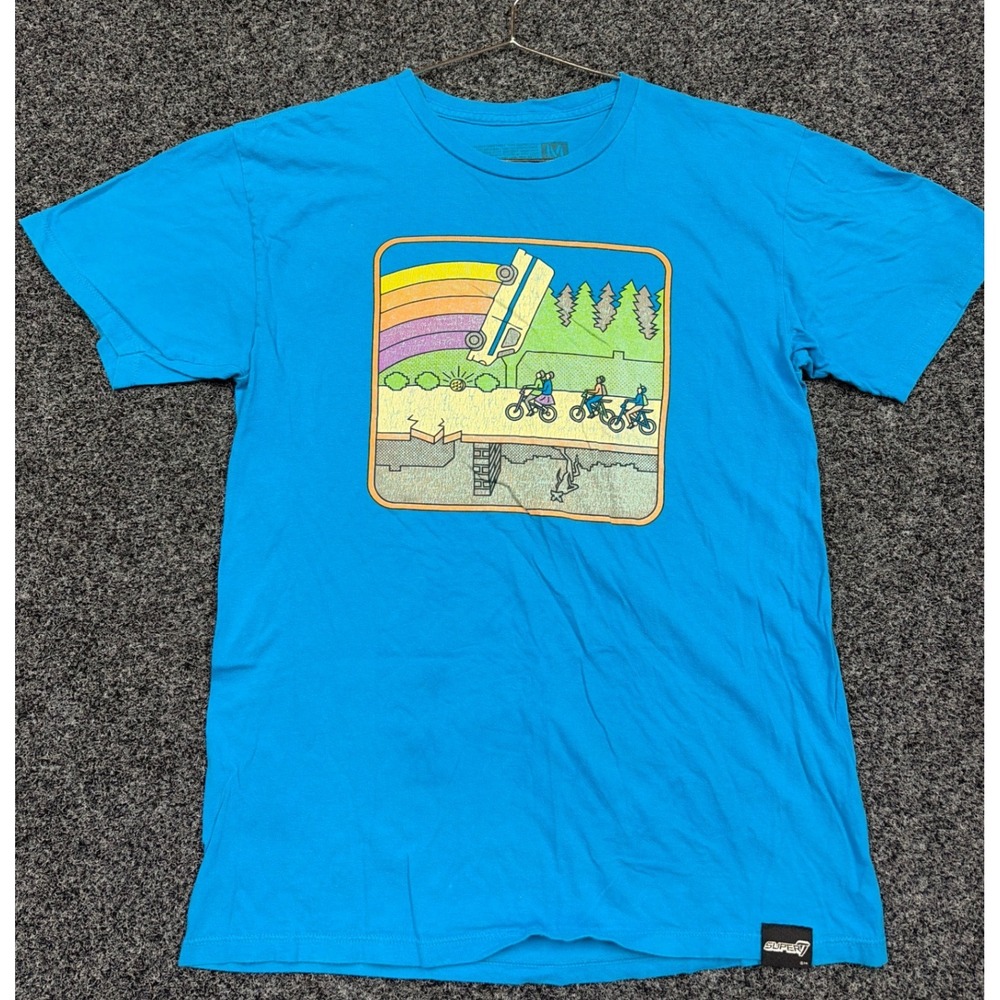 Super7 Stranger Things T Shirt Mens Medium Blue Graphic Tee Upside Down Retro